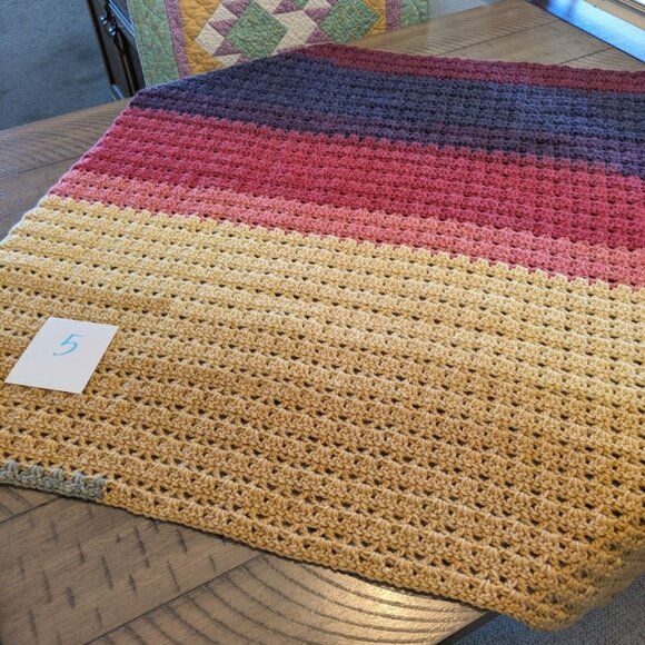 ** NEW ** Handmade / Hand Crocheted Baby / Toddler Afghan - Fall Rainbow #5 - Picture 1 of 4